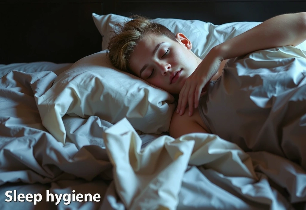 Person sleeping peacefully in a comfortable bed, indicating good sleep hygiene